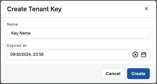 Create Tenant Key Create Tenant Key