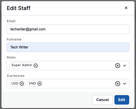 Edit Staff Details Edit Staff Details