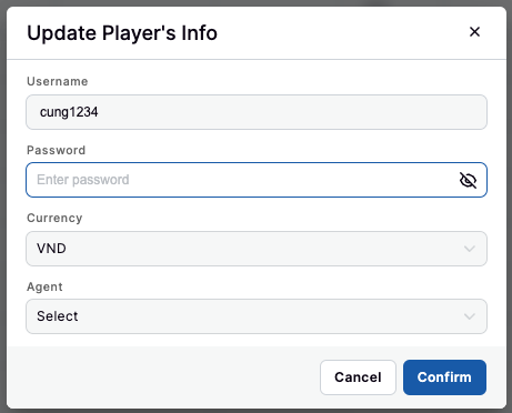 Change Player Password Change Player Password