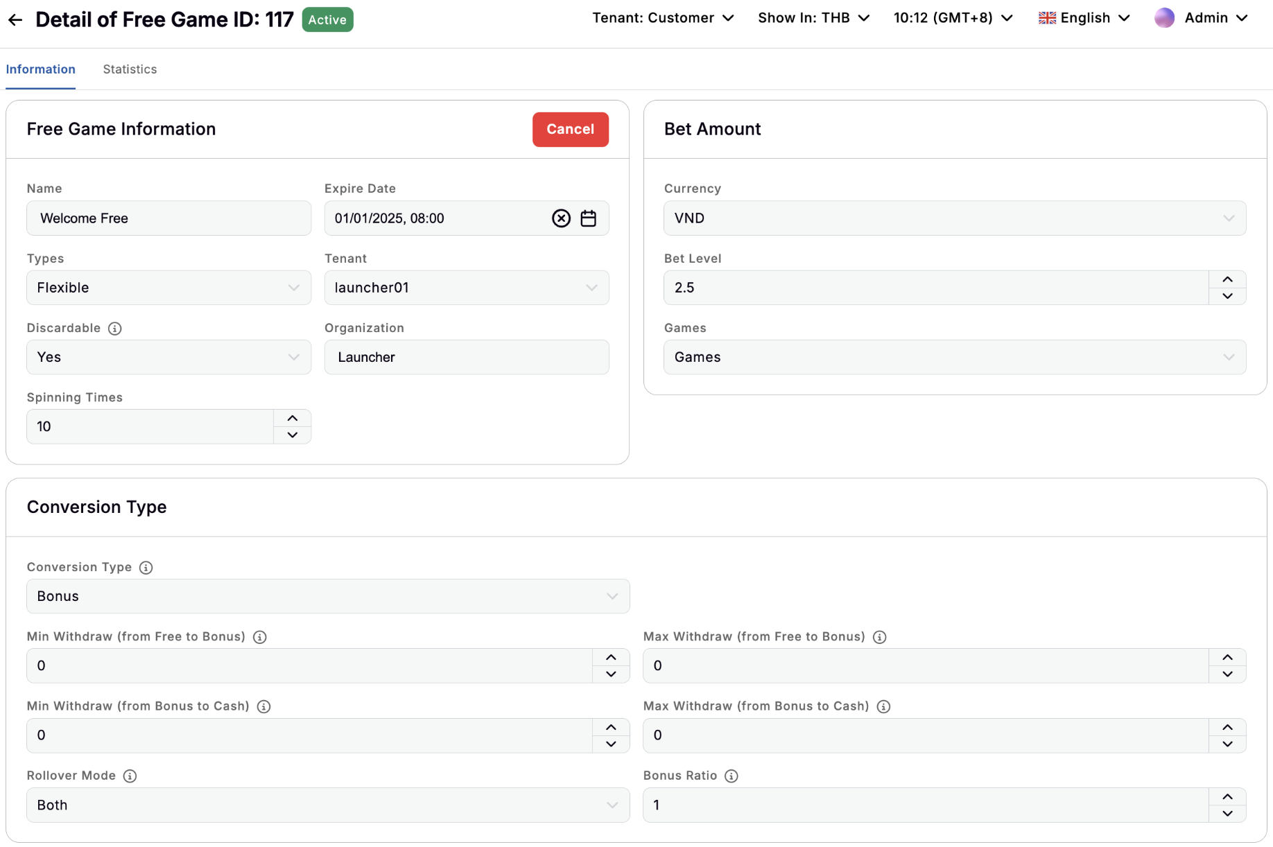 Free Game Info tab Free Game Info tab