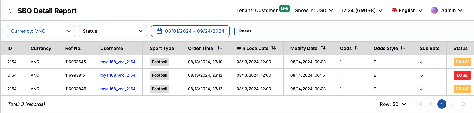 Sport Game - Detailed Data Sport Game - Detailed Data