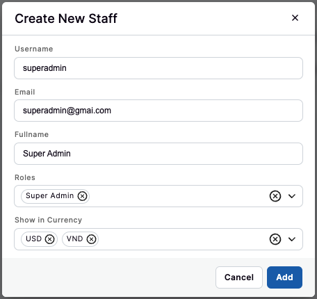 Create New Staff