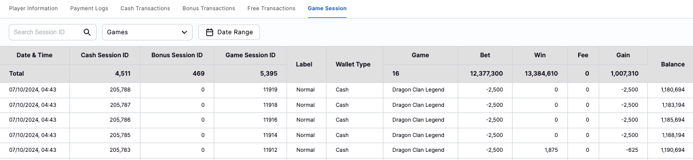 Game Session Game Session